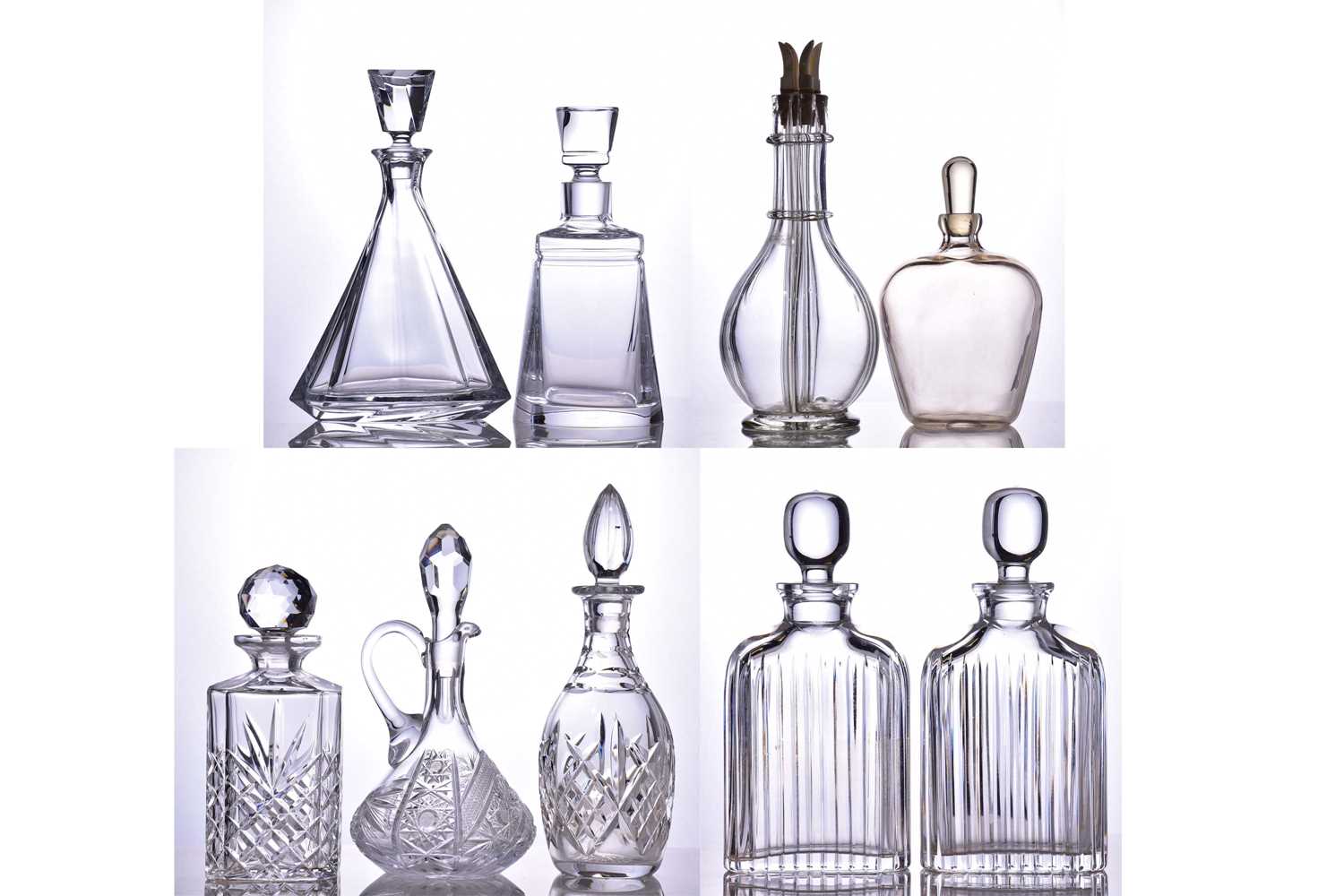 A 20th century Sevres crystal whiskey decanter and stopper. 26 cm high. Together with eight other