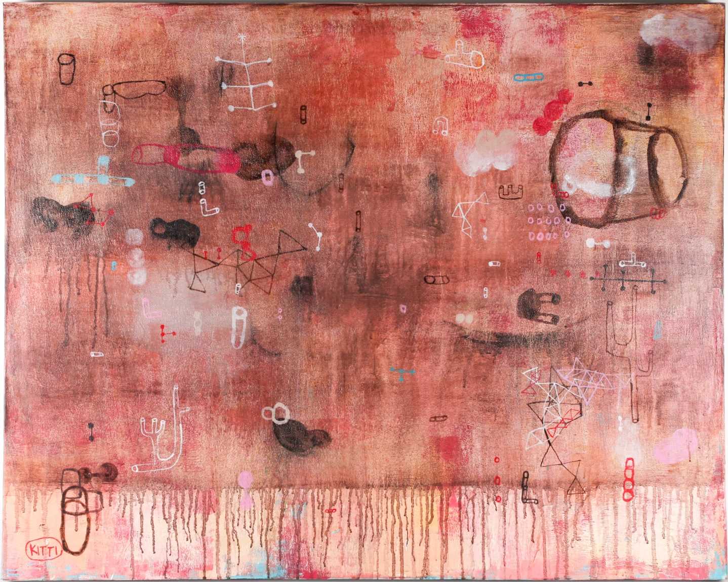 Kitti Narod (20th century) Thailand, a pair of abstract oils on canvas, signed, 80 cm x 100 cm. - Image 3 of 9