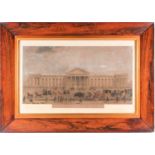 A good William IV rosewood frame, containing a coloured print, 'The New General Post Office 1849),