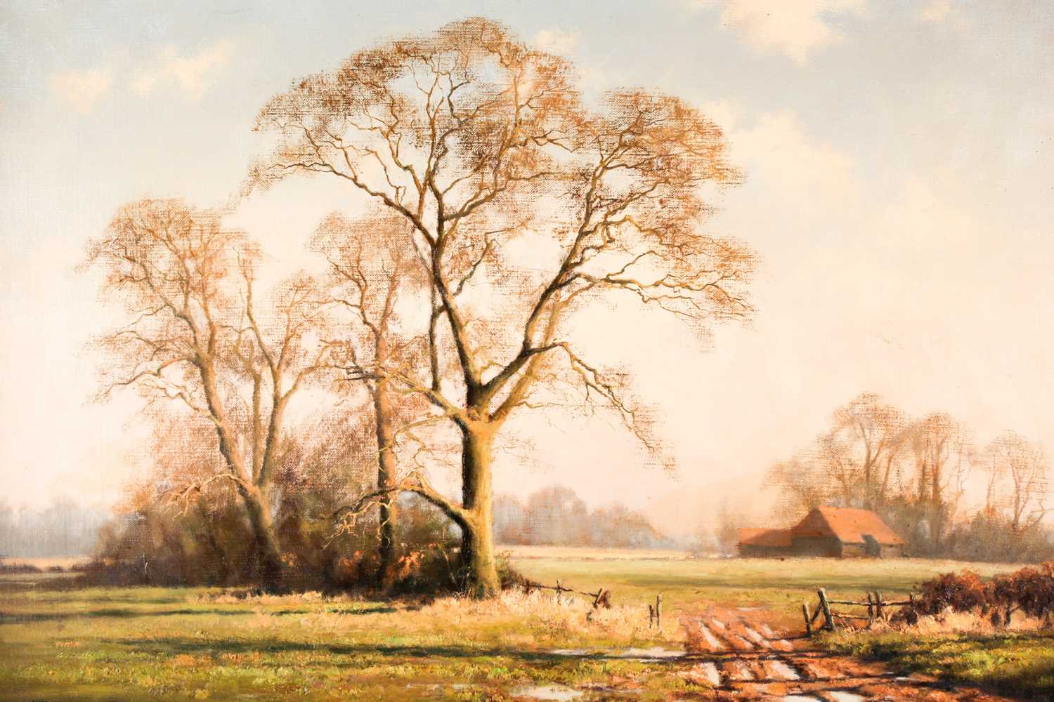 Peter Symonds (b.1964), 'Winter Oak', a rural landscape with trees, oil on canvas, signed to lower - Image 4 of 5