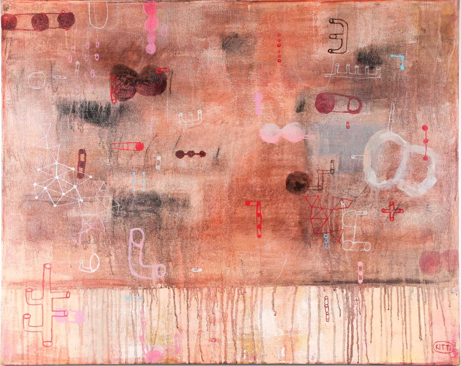 Kitti Narod (20th century) Thailand, a pair of abstract oils on canvas, signed, 80 cm x 100 cm. - Image 8 of 9