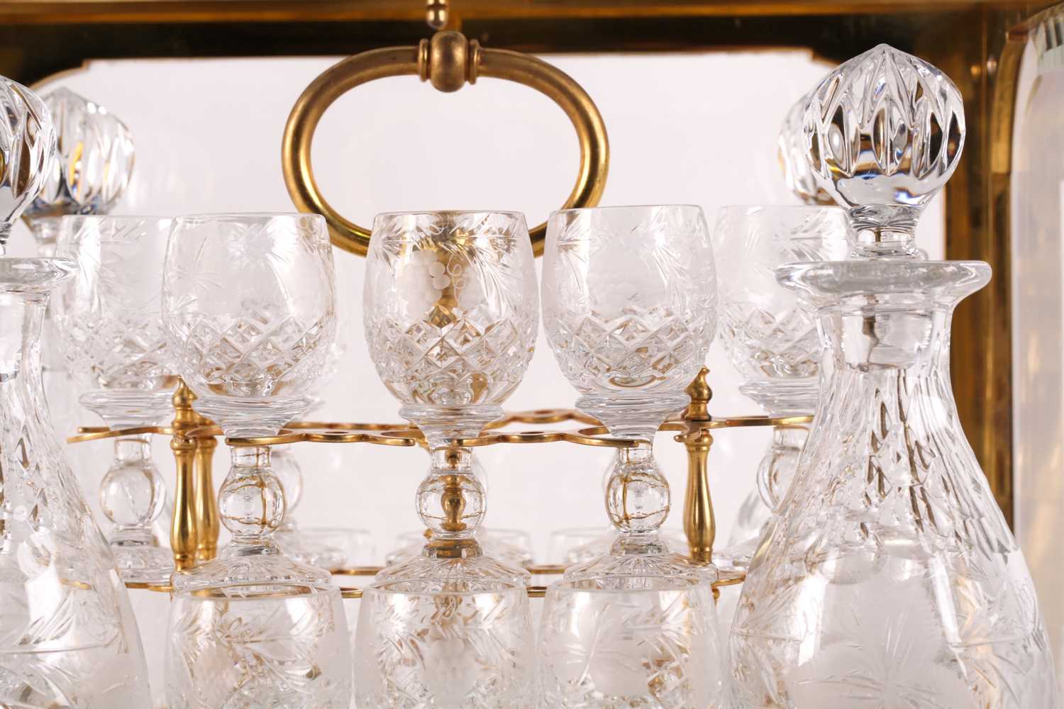 Baccarat: a French late 19th / early 20th century ormolu and crystal tantalus, with lift a folding - Image 6 of 16