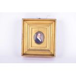 An early 19th century portrait miniature on ivory, the sitter named verso as 'Henry Leake (1780-
