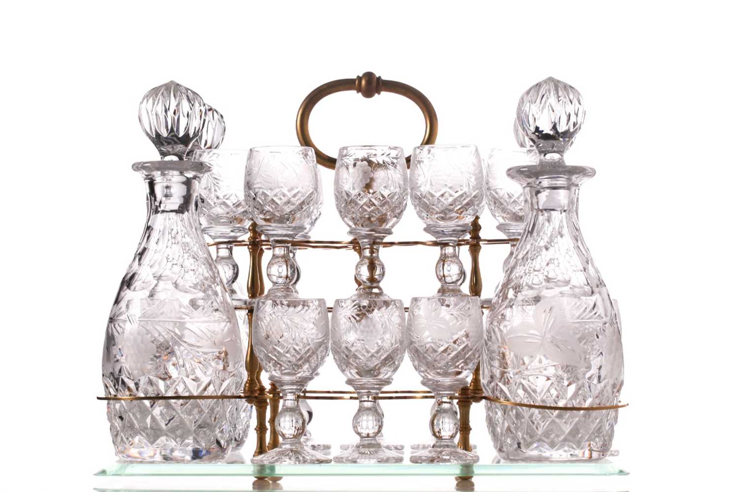 Baccarat: a French late 19th / early 20th century ormolu and crystal tantalus, with lift a folding - Image 2 of 16