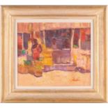 George Devlin R.S.W., R. S.I. (Scottish. B. 1937), Traders Bangalore, oil on canvas, signed lower