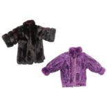 A Christian Dior Boutique Fourrure Astrakhan fur jacket in purple, zip-fronted, silk-lined and