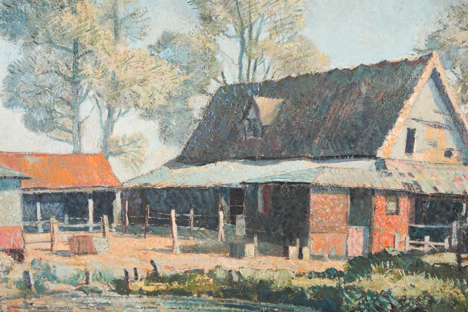 Cavendish Morton (1911-2015), Suffolk Farmyard, oil on canvas, signed lower left, 35 cm x 47 cm, - Image 4 of 5