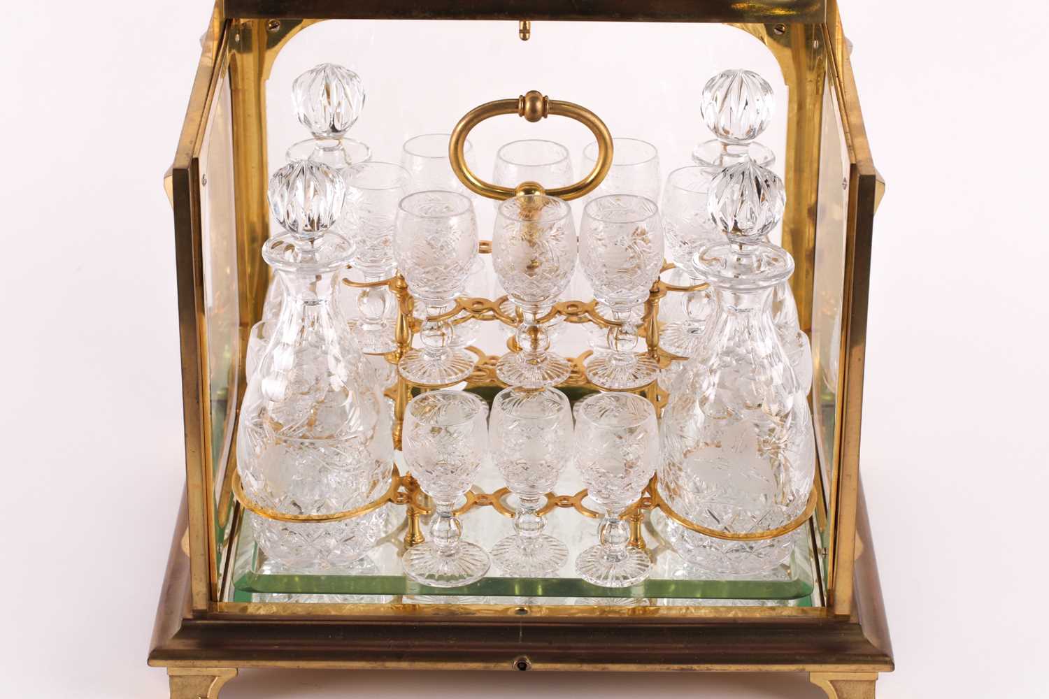 Baccarat: a French late 19th / early 20th century ormolu and crystal tantalus, with lift a folding - Image 7 of 16