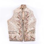 A late 18th century small gentleman's or youth's ivory silk embroidered waistcoat. Decorated with