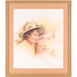 Chris Collingwood (20th century), a double portrait of a man and a woman, watercolour and