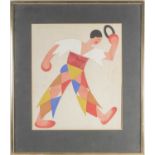 Attributed to Valentina Khodasevich (1894-1970) Russian, an abstract figure in a harlequin