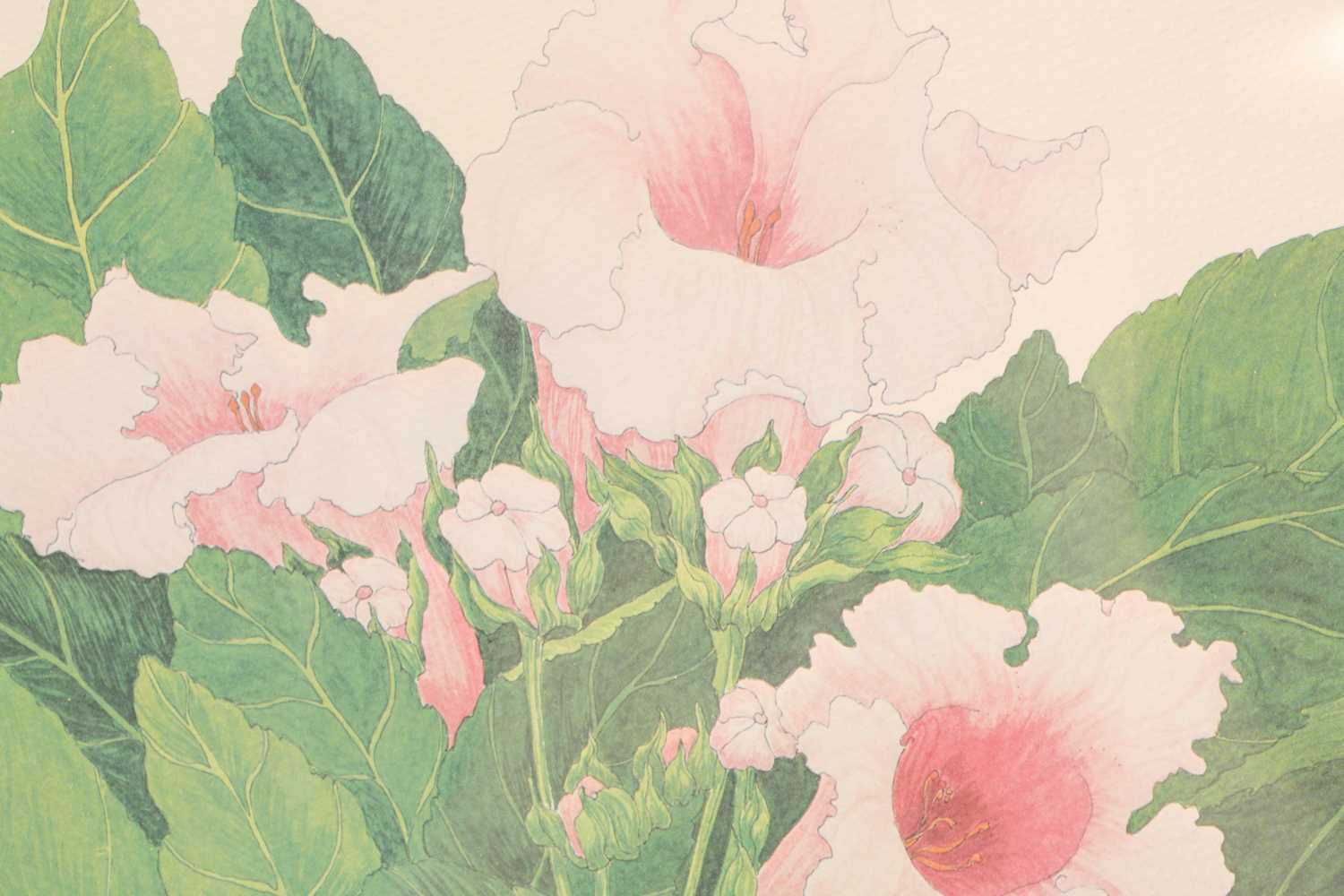 Sandra Touiaick, 20th century, study of a potted hibiscus, pencil, watercolour and gouache, signed - Image 2 of 5