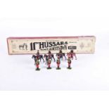 Britains Lead Figure Set, 11th Hussars, Prince Albert's Own, (Dismounted), comprising four horses,