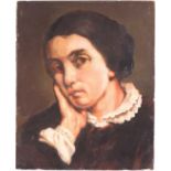 After Gustave Courbet (1819-1877), Portrait of Zelie Courbet, oil on paper laid onto board, 27.4