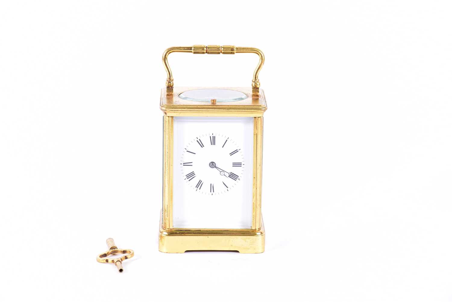 An early 20th century 8-day repeating carriage clock. With gilt brass corniche case. The movement
