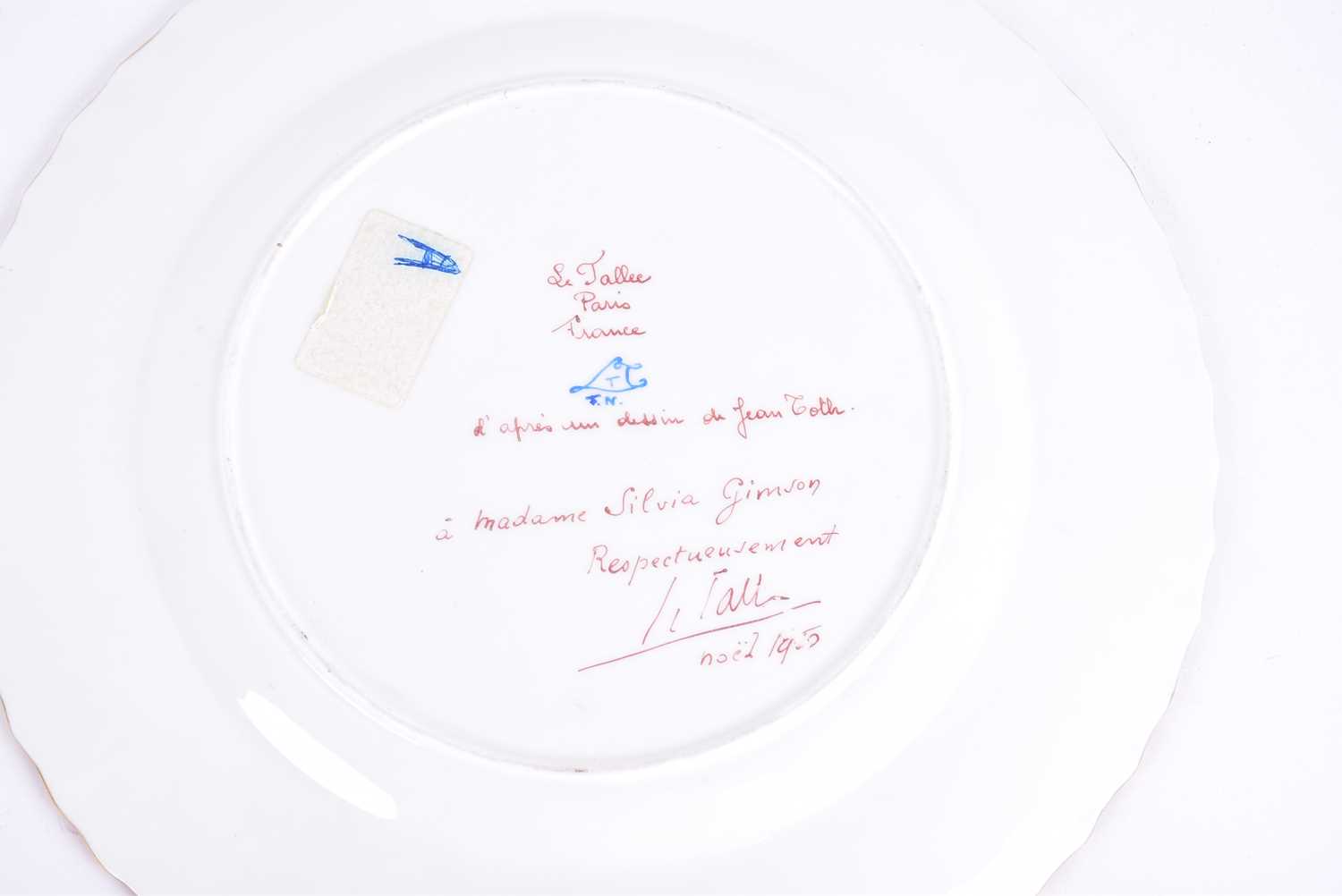 A set of four Atelier Camille Le Tallec, Paris, plates, each bearing a hand-painted image of a - Image 4 of 6