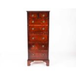 ABurton Reproductions Ltd (Bristol), mahogany Wellington pedestal chest. Fitted two short over