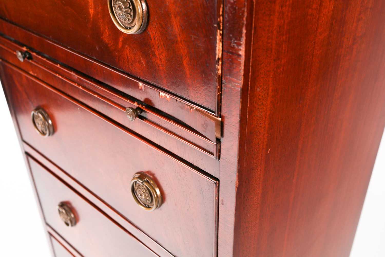 ABurton Reproductions Ltd (Bristol), mahogany Wellington pedestal chest. Fitted two short over - Image 7 of 8