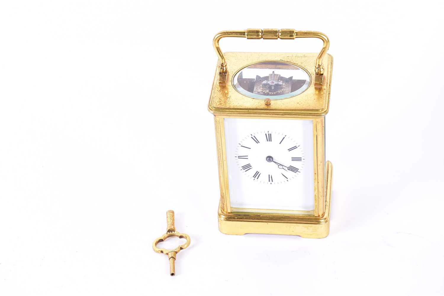 An early 20th century 8-day repeating carriage clock. With gilt brass corniche case. The movement - Image 2 of 10