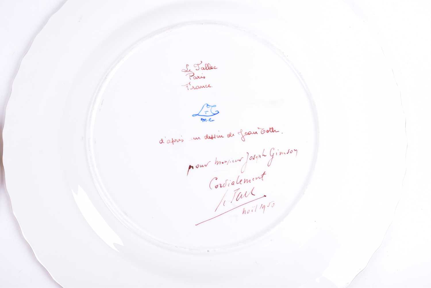 A set of four Atelier Camille Le Tallec, Paris, plates, each bearing a hand-painted image of a - Image 2 of 6