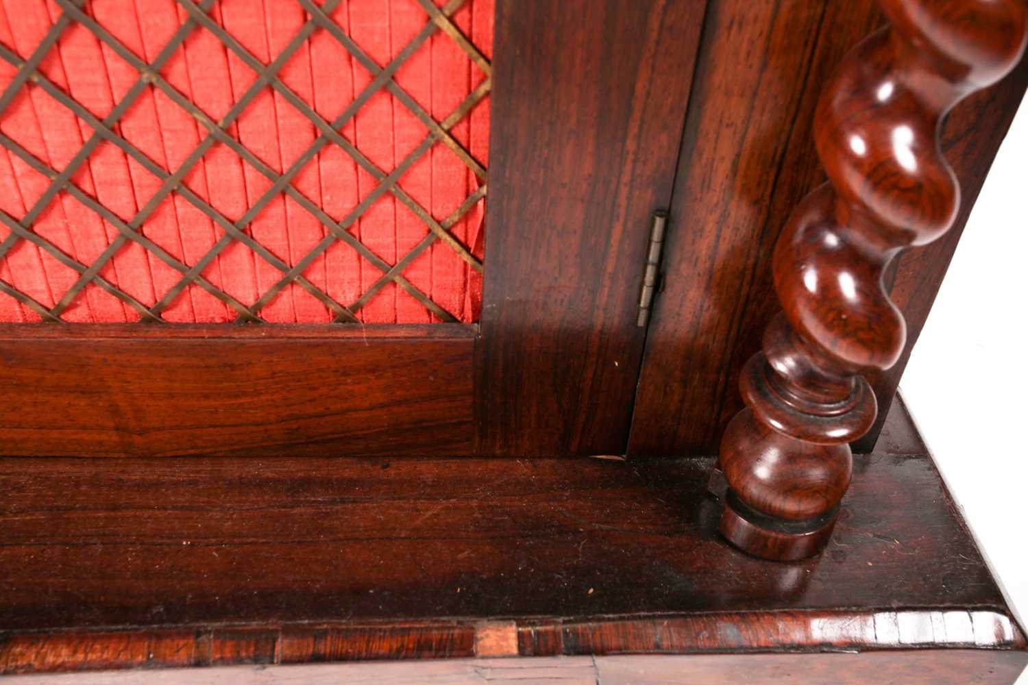 A Victorian marble-topped rosewood two-door chiffonier, with ogee moulded and each door with silk - Image 3 of 6