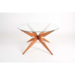 Sika Mobler, a teak 'Spider' table with glass top, circa 1960s, designed by Vladimir Kagan 76 cm