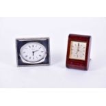 A 20th-century Asprey silver fronted bedside quartz alarm clock, London 1985, the clock with
