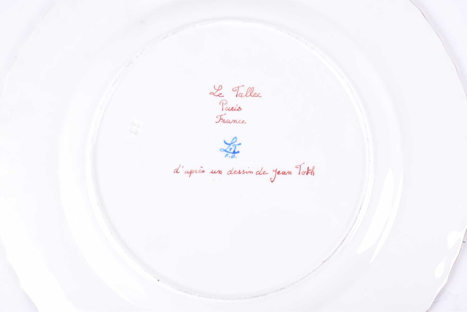 A set of four Atelier Camille Le Tallec, Paris, plates, each bearing a hand-painted image of a - Image 5 of 6