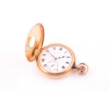 An 18 carat gold half hunting cased pocket watch; with enamelled outer chapter ring, white enamel
