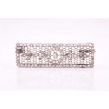 An Edwardian French diamond brooch, of rectangular form with old cut diamond set central