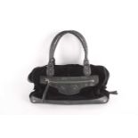 A Balenciaga black suede handbag with zipped pockets and opening, numbered 248409.1263 1669, 38 cm