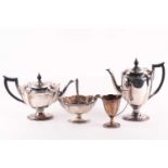A George V four-piece silver tea set, Sheffield 1919 by Mappin & Webb, comprising teapot, hot