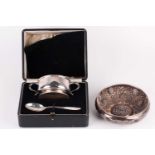 An early 20th century cased silver christening bowl and spoon. Birmingham 1928 by Collingwood