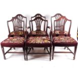 A set of six late 18th-century Hepplewhite style mahogany dining chairs, the set comprising five