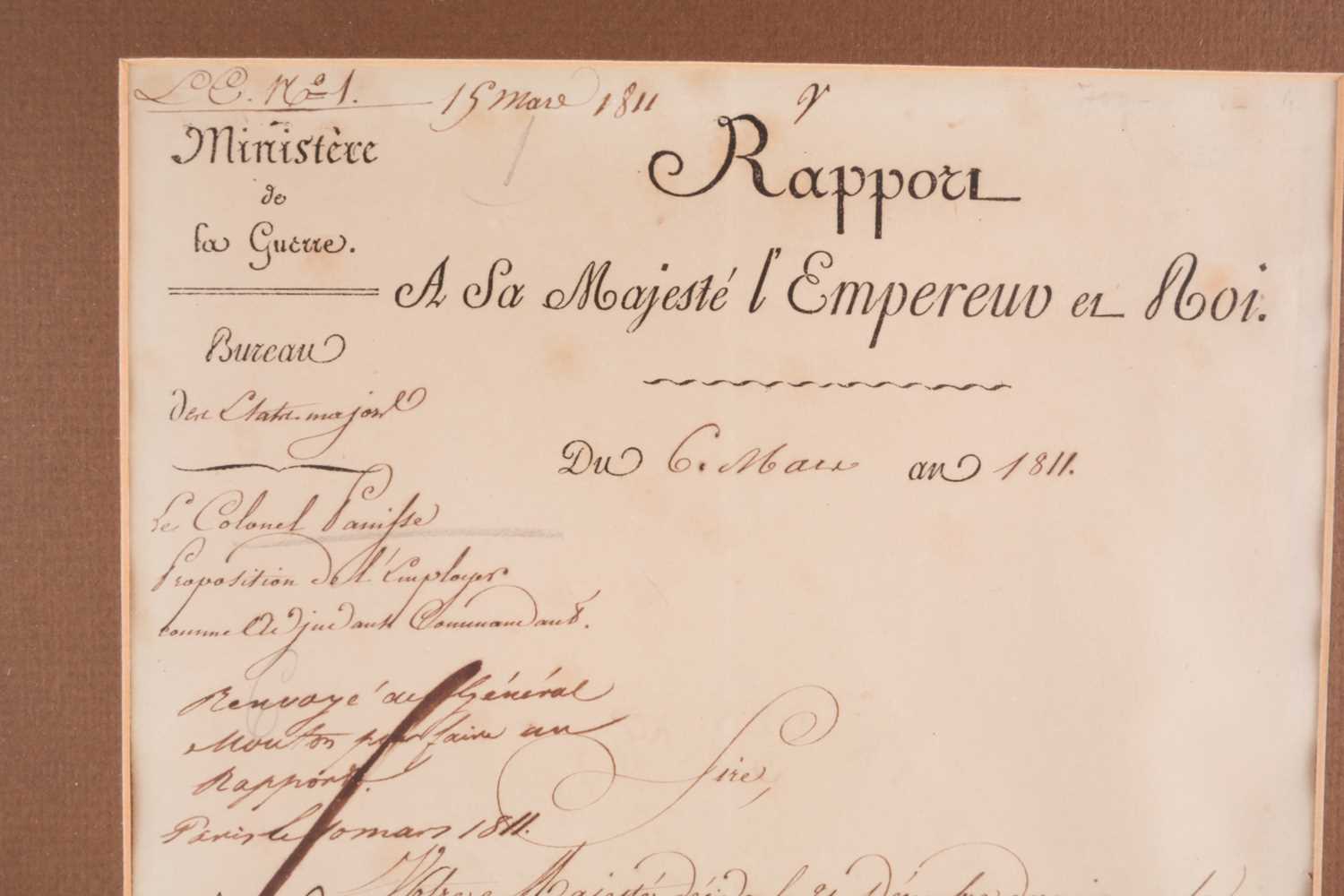 An 1811 Napoleon Bonaparte (1769-1821) signed letter/document, 'to His Majesty the Emporer and - Image 2 of 7