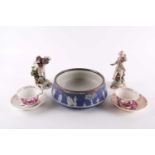 Two 19th century porcelain figures, one with gold anchor mark verso, (17.5 cm high), together with