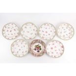 A set of six 18th century Sevres porcelain cabinet plates, with hand-painted rose decoration, within