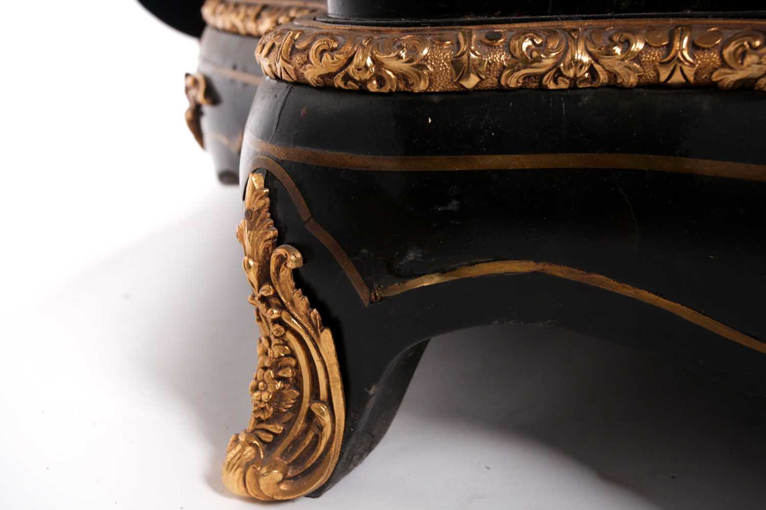 A 19th century French ebonized and red Boulle inlaid serpentine single door credenza, with shaped - Image 6 of 8