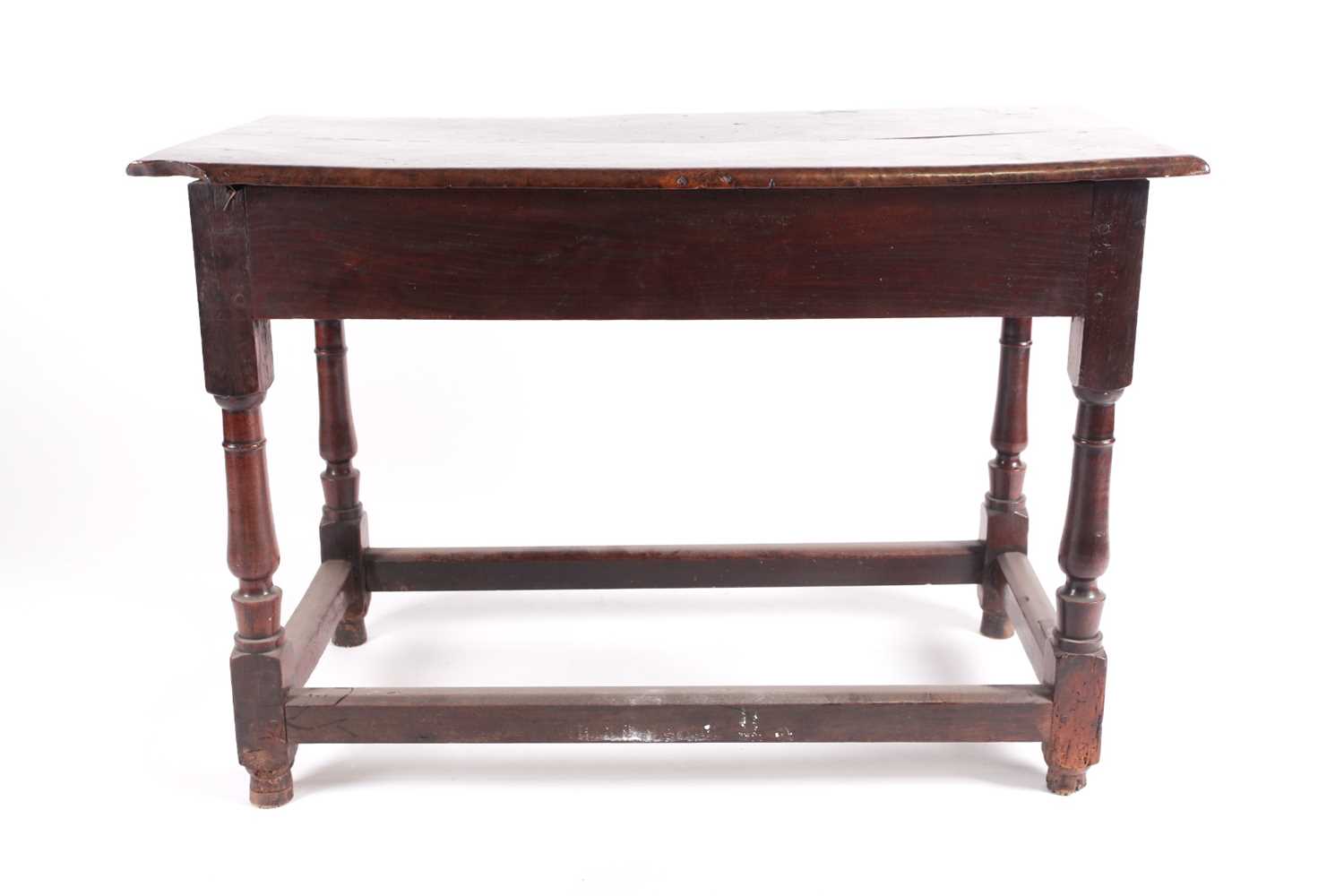An unusual late 17th-century burr elm and oak single drawer rectangular side table, the top and - Image 3 of 10
