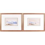 19th century school, a pair of Continental landscapes, unsigned watercolours, 11.5 cm x 21 cm,