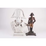 A large parian bust of Napoleon, signed 'David' verso, 20th century, 42 cm x 26 cm, together with