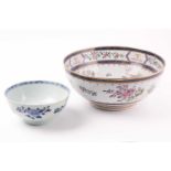 A large Chinese export armorial bowl, with floral and gilt decoration, 13 cm high x 30 cm