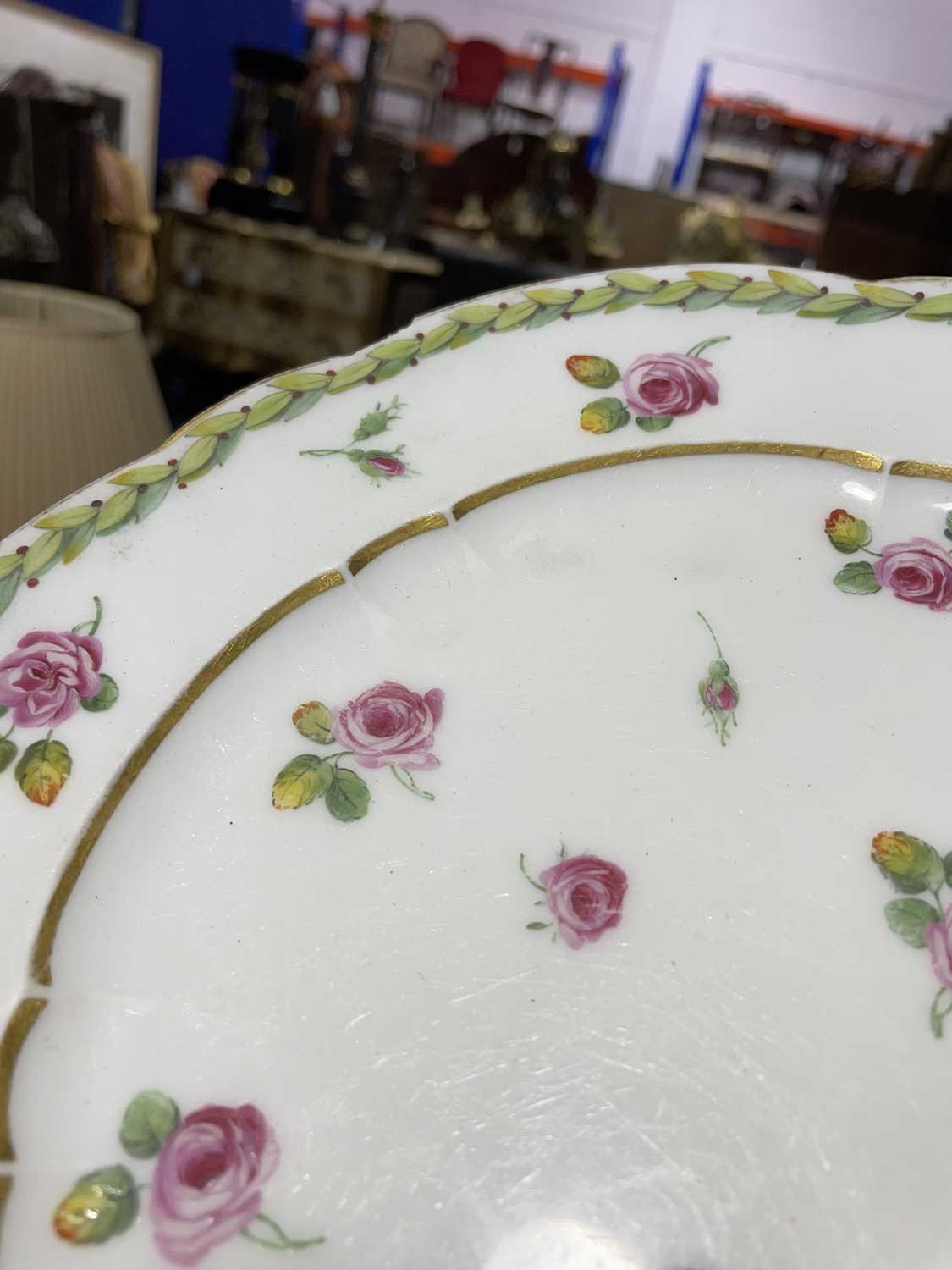 A set of six 18th century Sevres porcelain cabinet plates, with hand-painted rose decoration, within - Image 21 of 40