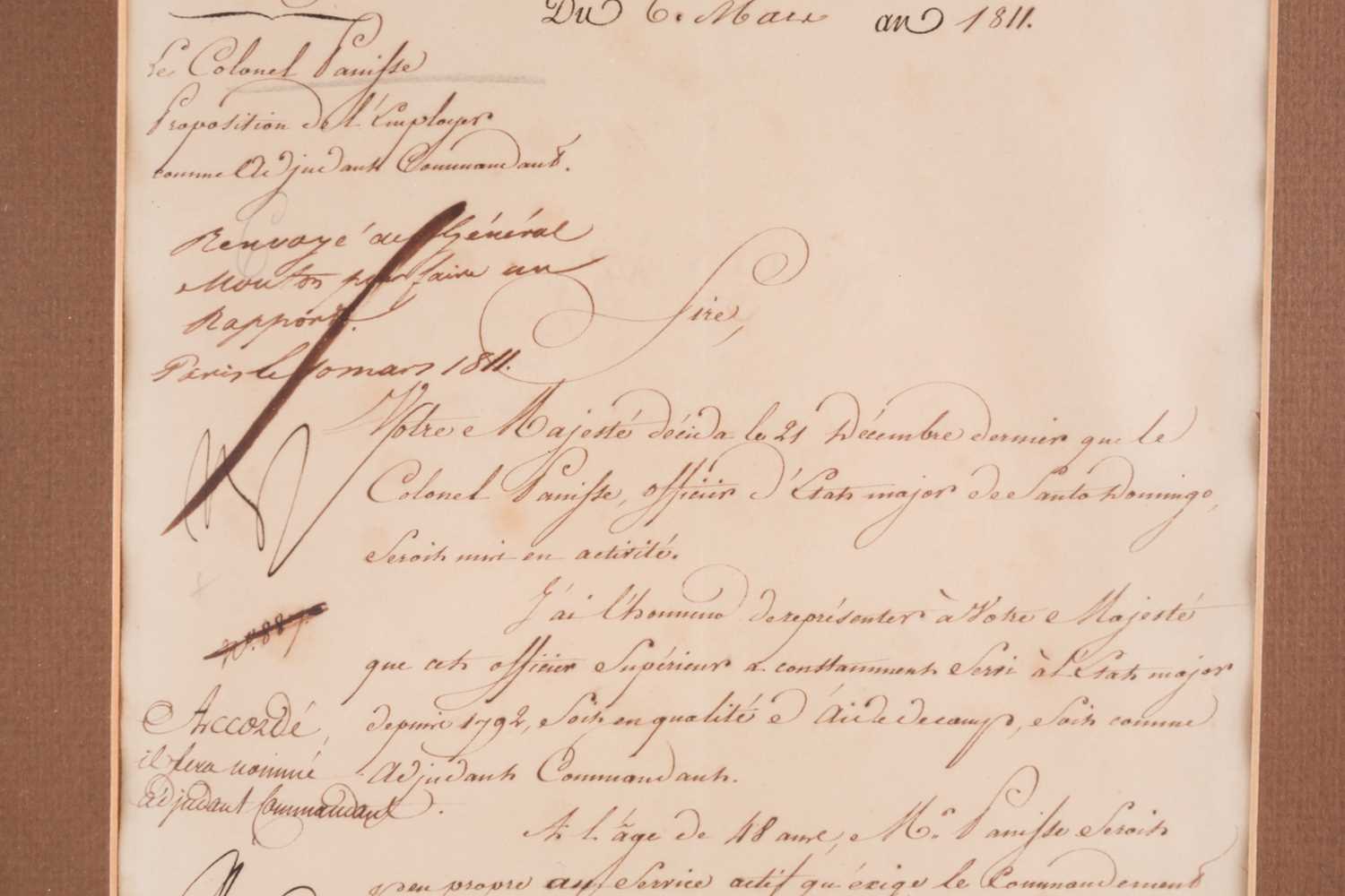 An 1811 Napoleon Bonaparte (1769-1821) signed letter/document, 'to His Majesty the Emporer and - Image 4 of 7