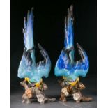 Two large 20th century Hutschenreuther Kunstabteilung German ceramic figures of parrots, decorated