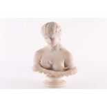 After the antique, a white marble bust of Clytie, late 19th/early 20th century, her hair tied up, on
