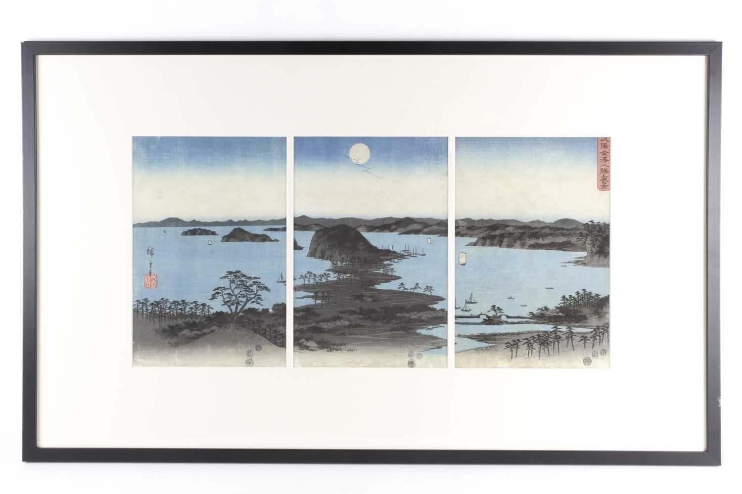 After Utagawa Hiroshige (Japanese, 1797 - 1858), ' Evening View of the Eight Famous Sites at