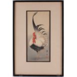 Nakagawa Shurei, Taisho period, standing Cockerel, woodblock print, 36.5cm x 16cmCondition report: