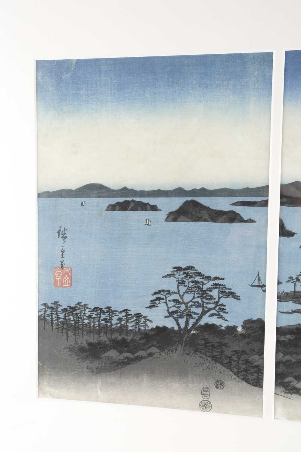 After Utagawa Hiroshige (Japanese, 1797 - 1858), ' Evening View of the Eight Famous Sites at - Image 2 of 19