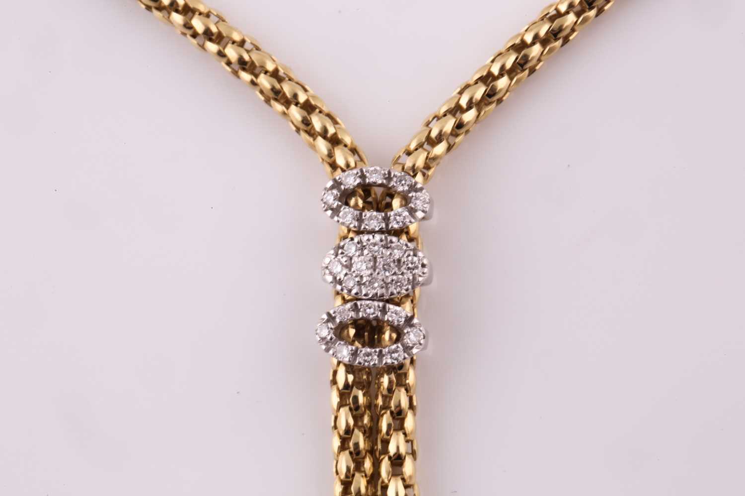 Fope, Italy. An 18ct yellow gold necklace, of fancy-link design, with central brilliant cut - Bild 5 aus 5